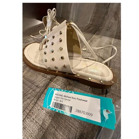 MICHAEL Michael Kors | Biege Jagger Ankle-Tie Studded Leather Sandal | S… - Picture 10 of 16